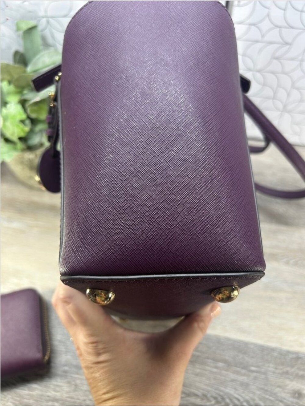 Michael Kors Charlotte Plum Saffiano Leather Tote with Wallet Set - Picture 6 of 10